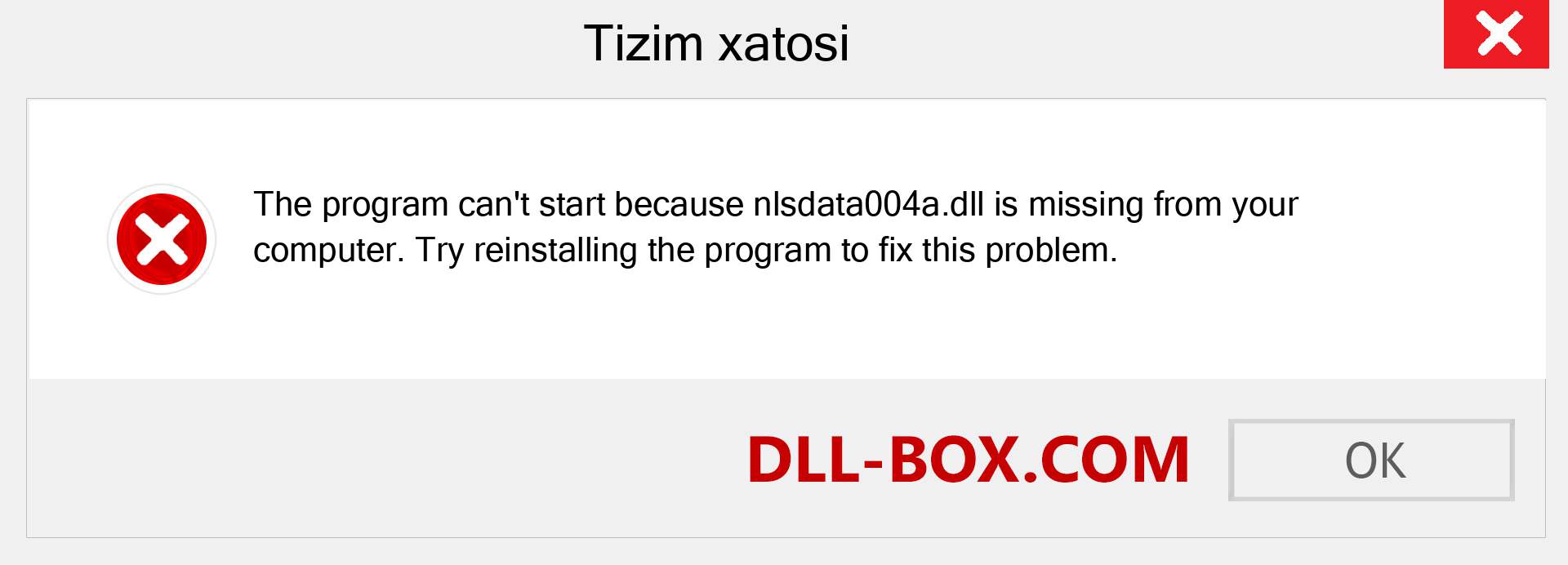 nlsdata004a.dll fayli yo'qolganmi?. Windows 7, 8, 10 uchun yuklab olish - Windowsda nlsdata004a dll etishmayotgan xatoni tuzating, rasmlar, rasmlar